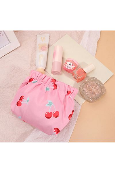 synshop Cherry Makeup Pad Cosmetic Travel Case Organizer Organizer Magnetic Closure 13X13Cm