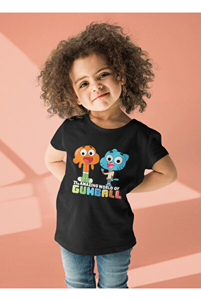 SEVBANO Tricou unisex pentru copii cu desene animate cu imprimeu Gumball și D...