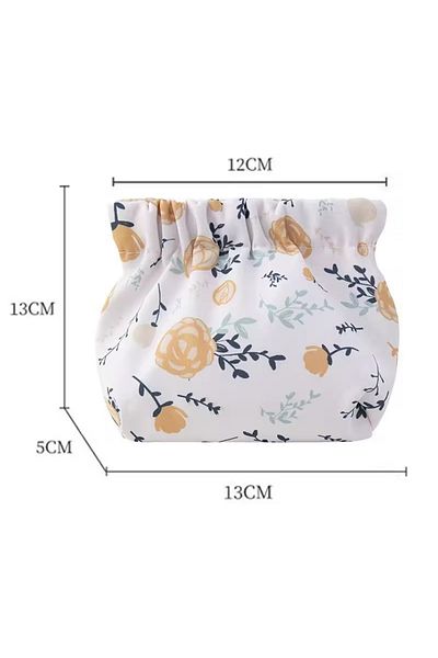synshop Yellow Daisy Flower Pattern Makeup Pad Cosmetic Bag Organizer Organizer Magnetic Closure