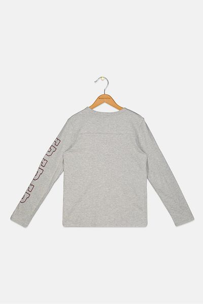 GAP Kids Boy Crew Neck Long Sleeve Graphic Print T-Shirt, Grey