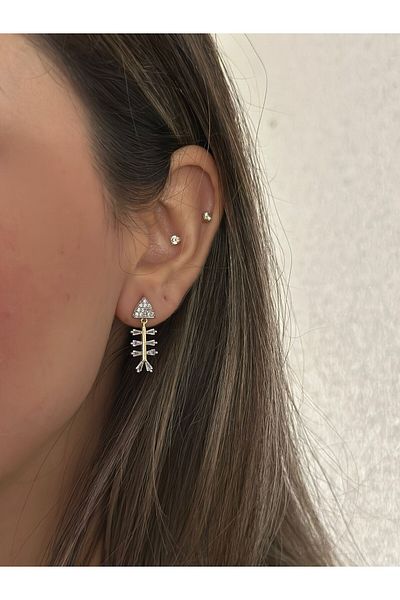 MyladyAccessoriess Zircon Stone Detail Steel Fish Earrings
