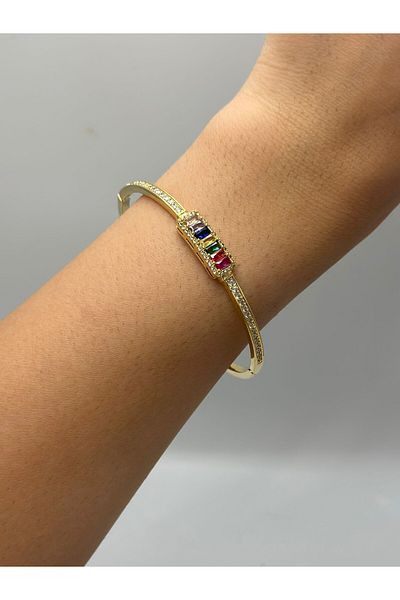 MyladyAccessoriess Colorful Zircon Stone Detail Steel Handcuffs
