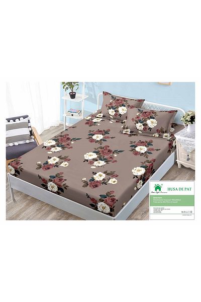 FIONNA.RO Duvet Cover with Elastic and Pillowcases 160x200cm - Colorful Roses
