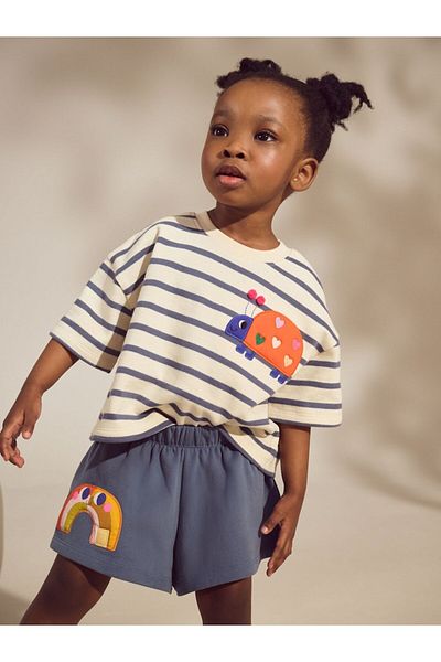 Next Baby Cotton Navy Blue Ladybird Pattern Long Sleeve Bottom Top Set