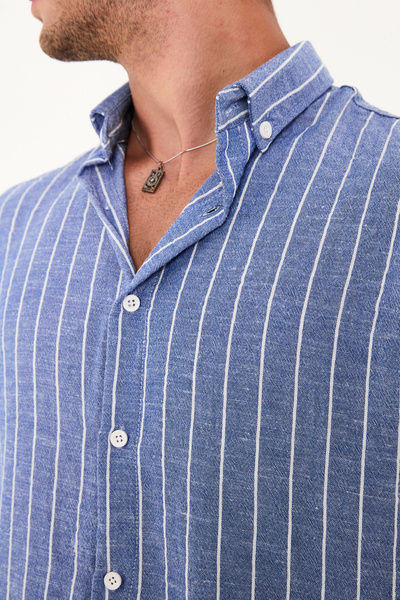 No Way Erkek Regular Fit Uzun Kollu Çizgili Gömlek