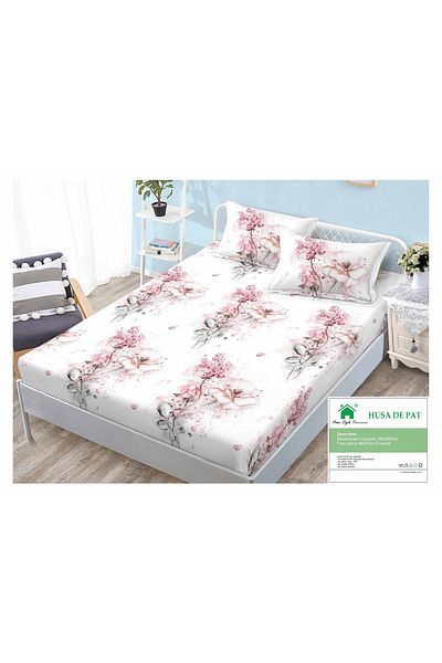 FIONNA.RO Duvet Cover with Elastic and Pillowcases 160x200cm - Diaphanous Roses