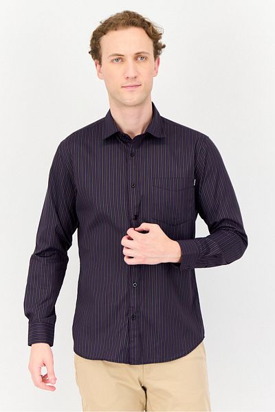 Kenneth Cole Men Slim Fit Stripe Long Sleeves Casual Shirt, Multicolor