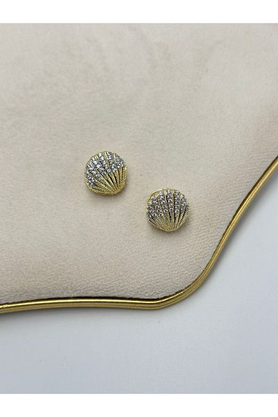 MyladyAccessoriess Zircon Stone Detail Oyster Steel Earrings