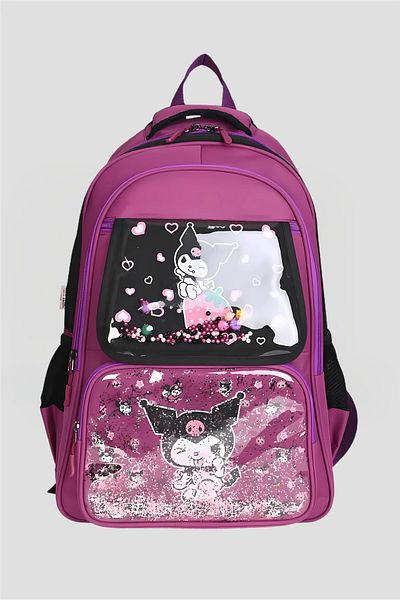 Catwins Rucsac pentru școală primară cu accesorii în stil coreean Kuromi