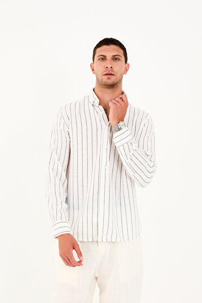 No Way Ανδρικό πουκάμισο με μακρυμάνικο ριγέ πουκάμισο κανονικής εφαρμογής