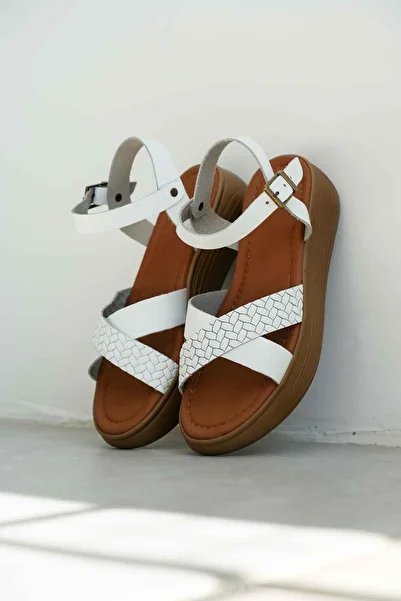 ripuvainen Zalina Comfortable Fit Daily Lightweight Genuine Leather Sandals - White