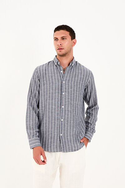 No Way Ανδρικό πουκάμισο με μακρυμάνικο ριγέ πουκάμισο κανονικής εφαρμογής