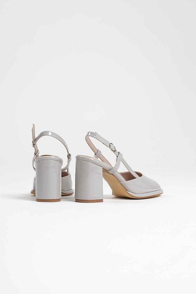ripuvainen Zevica Women's Patent Leather Classic Thick Heeled Shoes - Gray