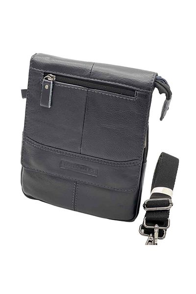 Micutz Men's shoulder bag, Allan Marco, made of genuine leather, 20x23x3.2 cm, Navy