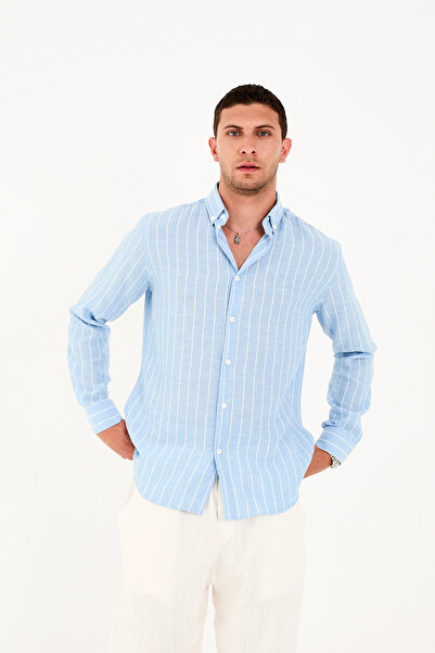 No Way Erkek Regular Fit Uzun Kollu Çizgili Gömlek