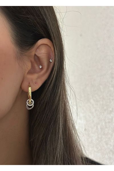 MyladyAccessoriess Double Color Detailed Hoop Earrings (Steel)