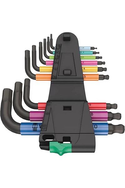 wera 05133164001 950/9 Hex-Plus Multicolour 2 L Key Set, Metric, Blacklaser, 9 Pieces