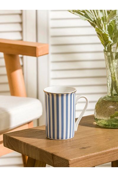 LC Waikiki Lcw Home Blue Line Patterned Porcelain Mug 285 ml