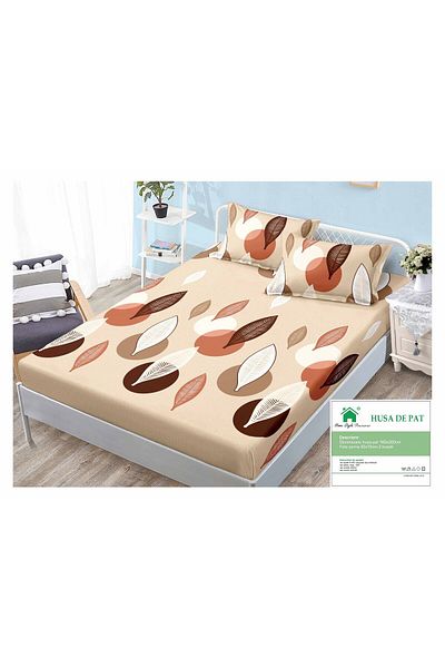 FIONNA.RO Duvet Cover with Elastic and Pillowcases 160x200cm - Leaves in Autumn Colors