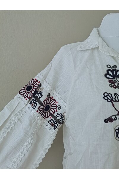 ZTO Women's Embroidered White Shirt
