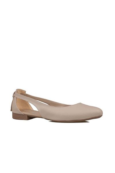 Trend Adımlar Cream Side Open Back Tasseled Flat Women's Ballerinas