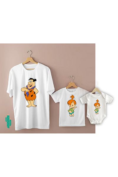 CACTUS COLLECTION Father Daughter Combination Tshirt Flintstone (One Product Price! Add 2 Pieces to the Cart for Combination)