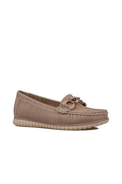 Trend Adımlar Cream Comfort Denim Women's Flat Ballerinas