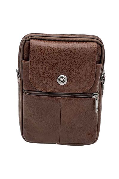 Micutz Men's Shoulder Bag with Strap, Genuine Leather, Black and Brown, 14x19x5 cm, Light Brown