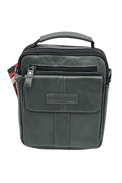 Micutz Men's Handbag Navy, Grey, Allan Marco | Genuine Leather, 20 cm x 23 x 7.5 cm, Dark Grey Color