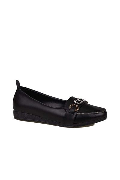 Trend Adımlar Black Comfort Stone Embroidered Women's Ballerinas