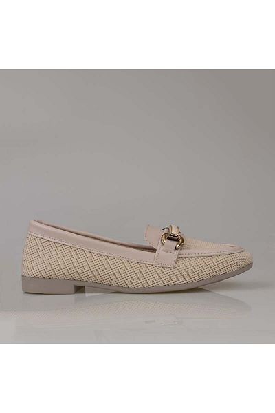 Trend Adımlar Cream Woven Straw Women's Ballerinas