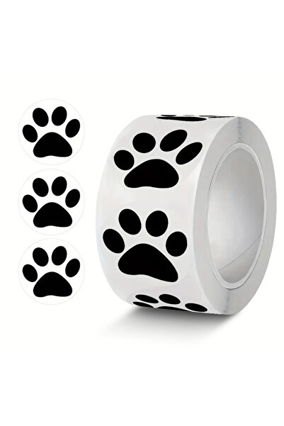 hdcw 500 ADET 2.5cm RULO YAPIŞKANLI KEDİ PATİ DESENLİ STICKER ETİKET HEDİYE PAKETLEME