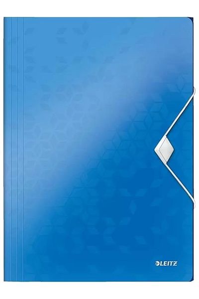 Leitz 45990036 Wow A4 Slim Elastic 3-Ring File, Metallic Blue