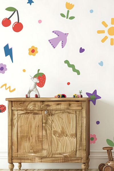 Grafikup Set de autocolante drăguțe de perete - Set de decorațiuni distractive pentru camera copiilor