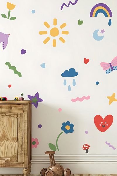 Grafikup Set de autocolante drăguțe de perete - Set de decorațiuni distractive pentru camera copiilor