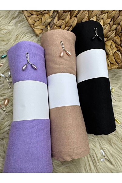 LA SEFA 3 Πακέτα Χτενιστό Βαμβακερό Επίπεδο Σάλι-ΣΚΟΥΡΟ Μπεζ-ΜΑΥΡΟ-Λιλά