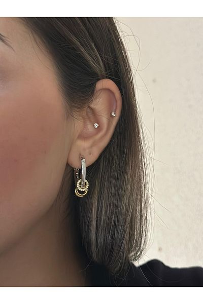 MyladyAccessoriess Double Color Detailed Hoop Earrings (Steel)
