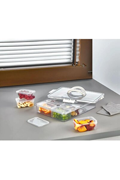 ELİFSU HOME 8 Compartment Lid Storage Container Set with Handles - Cabinet Organizer Multipurpose Breakfast-Picnic Set