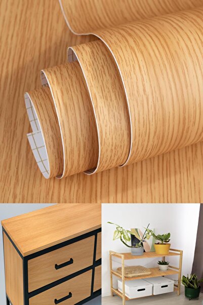 Yu Su Tools 5 Metre Yapışkanlı Ahşap Görünümlü PVC Folyo – Dolap, Masa, Raf, Duvar İçin Estetik Kaplama Kağıdı