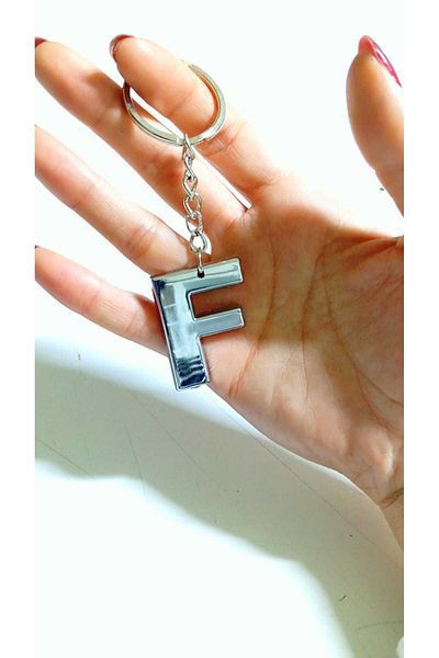ForWhat Letter F Plastic Chrome Plated Plastic Purse Ornament Keychain for Bureau Home Office Gift
