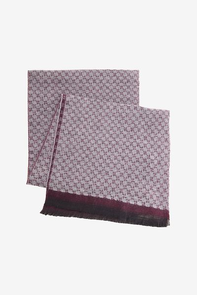 ALTINYILDIZ CLASSICS Men's Burgundy-Grey Patterned Standard Fit Scarf