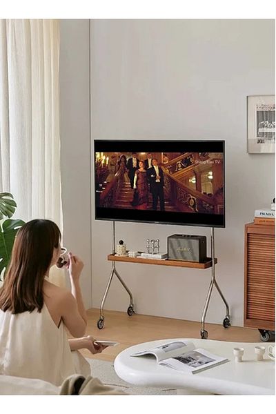 Old_Feller Mobile TV cart with storage, wheels, fits 32-75" screens, for living room