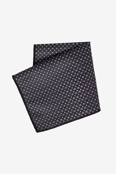 ALTINYILDIZ CLASSICS Men's Black-Grey Patterned Tie-Pocket Square Set