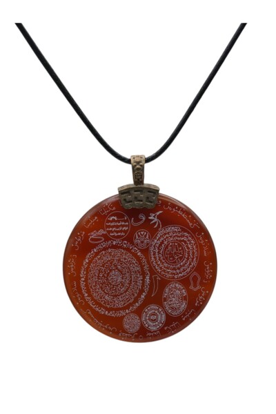 TAKI DERYASI Handmade Red Multi-Priest Agate Stone Necklace, Healing and Balance with Spiritual Symbols
