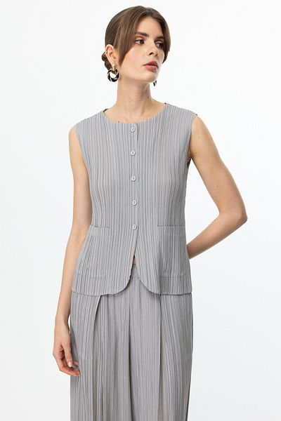Ekol Accordion Fabric Tank Top Gray