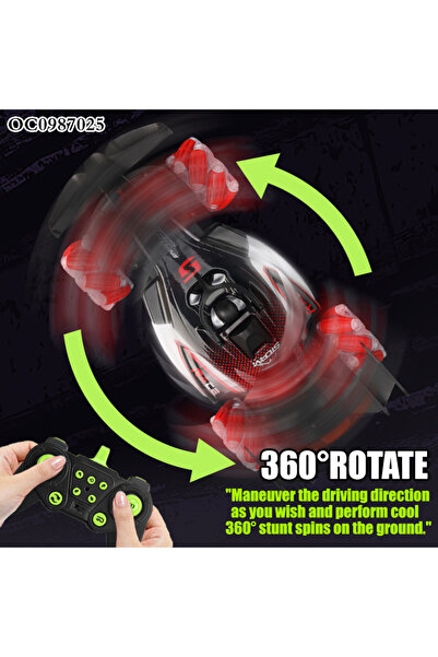 LIVVY RC Stunt Drift Car Toy 1:12 – 4WD Rechargeable with Spray, Lights, Music & 360° Spins for Kids