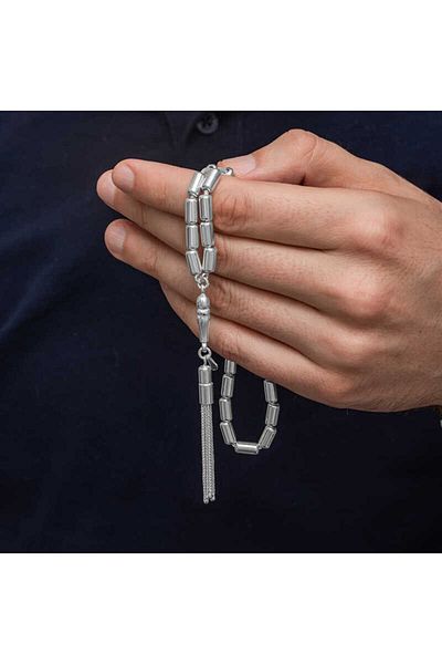 norsary Silver Capsule Cut Men's Prayer Beads