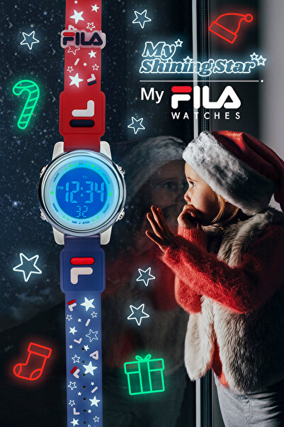 Fila Kids Unisex Digital Watch, Red/Blue 38-218-007, 34 mm