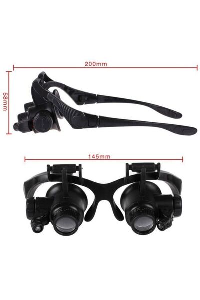 ForWhat نظارات مكبرة 25X 4LENS 2LED مضاءة نموذج مكبرة للعمل بدون استخدام اليد...