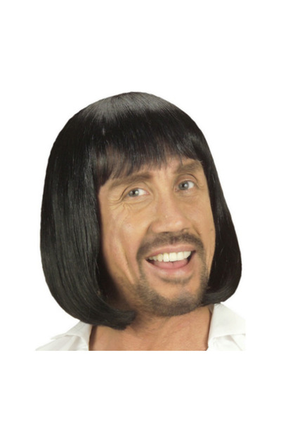 ForWhat Perucă neagră scurtă medievală pentru birou, acasă, birou, spectacol,...